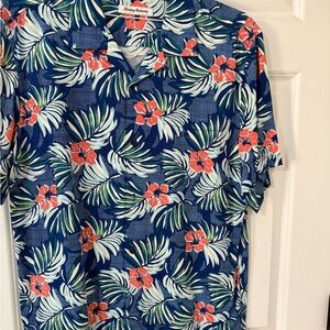 Tommy Bahama Men's Navy and Red Floral Shirt